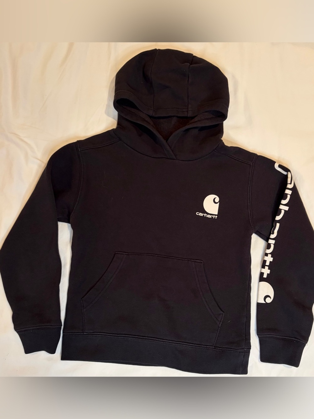 Carhartt Youth Black Hoodie sz Small 8-10 EUC